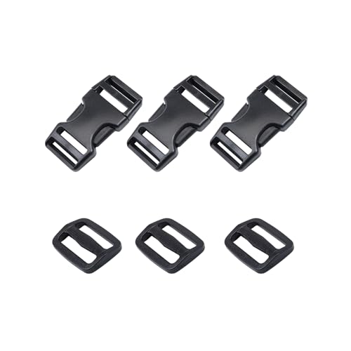 Heavy Duty Side Release Buckles with Plastic Tri Glide Slides - style: 1 Inch - 3 Sets
