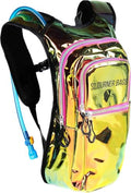 Sojourner Hydration Pack, Hydration Backpack - Water Backpack with 2l Hydration Bladder, Festival Essential - Rave Hydration Pack Hydropack Hydro for Hiking, Running, Biking, Festival Gear - color: Laser Holographic - Pink