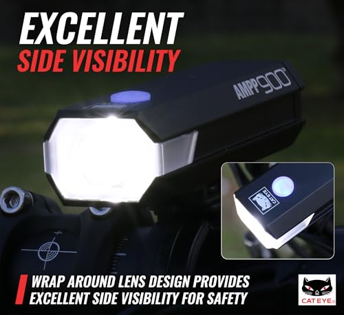CATEYE AMPP USB Rechargeable Bike Light | Commuters, Road Cyclists & Mountain Bikers, Day & Night Riding Modes, IPX4 Waterproof, Tough & Durable - style: Ampp900