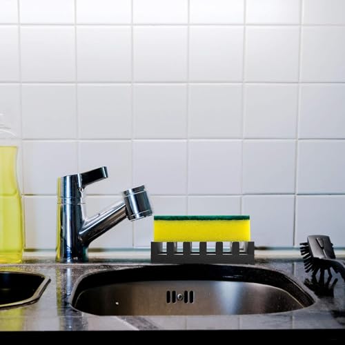2Pcs Soap Dish Holder, Non-Slip Bathroom Accessories Silicone Soap Case Saver, Sink Deck Bathtub Shower Dish Soap Drainer, Silicone Holder for Soap, Sponges, Scrubber (Black) | Anti-Slip, Quick-Drying, Soap Holder for Kitchen Shower Room Bathroom - color: