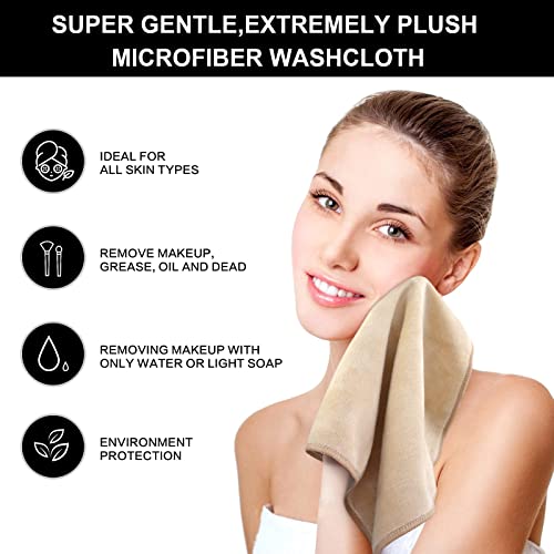 SINLAND Microfiber Facial Cloths Fast Drying Washcloth 12inch x 12inch (10pack, Cream) - color: Cream, size: 1 Count (Pack of 10)