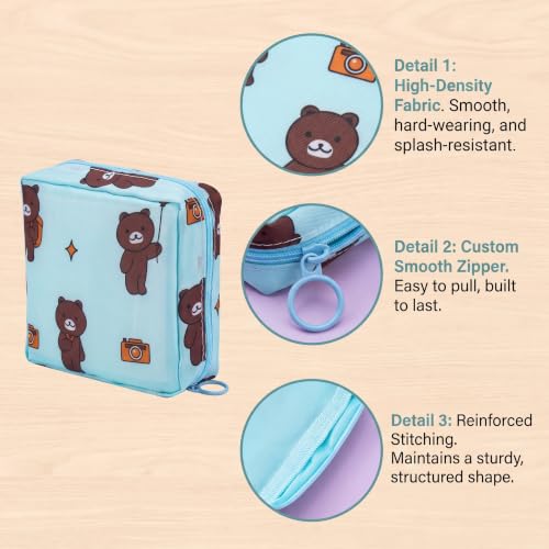 Sanitary Napkin Storage Bags, Reusable Tampon Organizer Pouch With Zipper, Portable Sanitary Bags for Feminine Products, Washable-Blue - color: Blue
