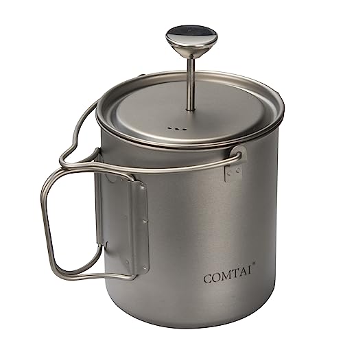 Titanium French Press Pot 750mL/25 fl oz Coffee Maker Camping with Lid and Filter Titanium French Press Cup Backpacking for Outdoor Hiking Camp