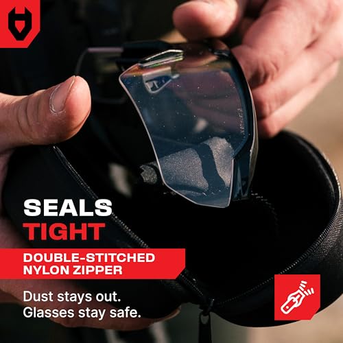 NoCry Glasses Case Hard Shell with Velvet Lining, Reinforced Zipper & Belt Clip — Protective Sunglasses or Eyeglass Case for Sunglass or Safety Glasses, Perfect Storage for Travel — For Men and Women - size: For Glasses, style: Original