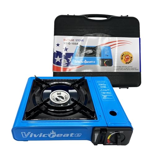 vivicreate 7000 BTU Portable Stove, Camping Stove, Butane Stove, Outdoor stove,Korean style BBQ stove,Blue - color: Blue