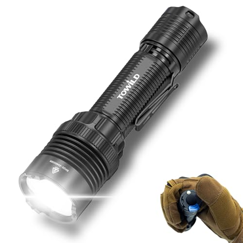 towild BK20 Tactical Flashlight,Bright 5100 High Lumens LED Flashlights,Rechargeable and Waterproof Flashlights,Powerful Handheld Flash Light for Hiking, Camping, Outdoor Activities (Black)