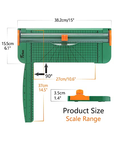 Firbon A4 Paper Cutter, 12 Inch Paper Trimmer with Extened Ruler, Green - color: Green