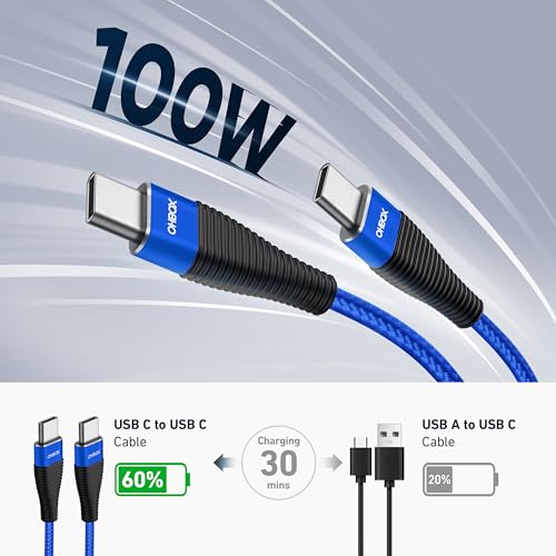 Extra Long USB C Charger 15FT, 100W C to C Cable Fast Charging USB-C Cable | Nylon Braided USBC Charging Cord for iPhone 17 16 15, iPad Pro, Air, Mini, MacBook Pro, Air, Samsung Galaxy S26 Ultra - Blue - color: Blue, size: 15 FT - 1 Pack, style: USB C to