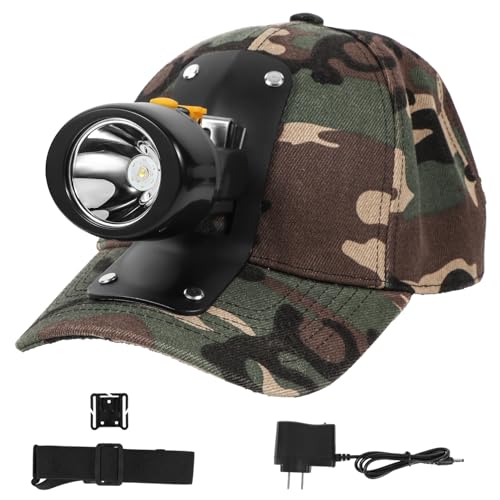 High Lumens LED Mining Headlamp with Hat - Waterproof, Durable, Long-Lasting Rechargeable Headlight, Adjustable Strap, Perfect for Miners Camping Hiking (KL2.8 Black-Yellow Button with Hat) - color: KL2.8 Black-Yellow Button with Hat