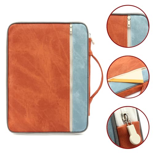 Lanola A4 Document Bags Portfolio Waterproof Business File Holder Travel Gear Organizer Electronics Accessories Bag - color: Khaki and Light Blue