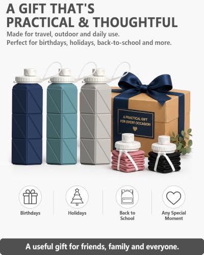 BEAUTAIL Collapsible Water Bottles 21oz/610mL, Silicone Travel Water Bottle - color: Starlight