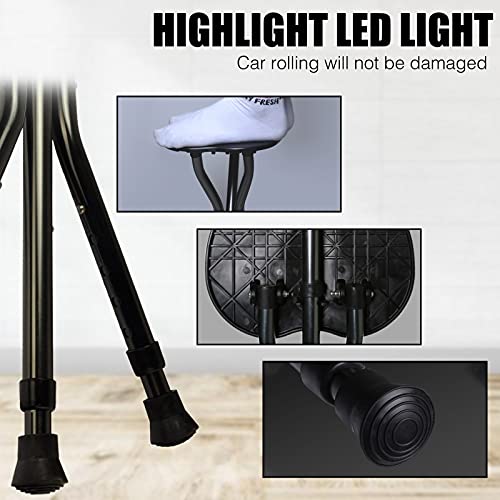 Yayayo Hold 440 lbs Folding Canes with Seat Walking Stick Height Adjustment Cane Seat Capacity Frosted Handle with Magnetic Therapy Stone Crutches Stool - color: Black