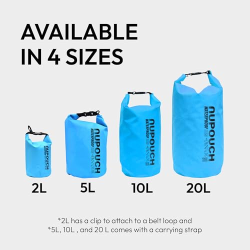 Nupouch Waterproof Dry Bag: 2L/5L/10L/20L Roll Top Lightweight Dry Storage Bag, Backpack for Travel, Swimming, Boating, Kayaking, Camping, or Beach - color: Green, style: 2 Liters