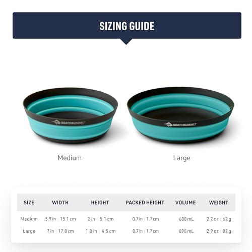 Sea to Summit Frontier Ultralight Collapsible Bowl, Medium (23 fl oz), Aqua Sea Blue - color: Aqua Sea Blue, style: Medium