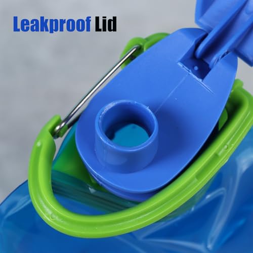 4 Pack Collapsible Water Bottles for Travel – 23oz Foldable Water Bottle with Carabiner,Leakproof BPA-Free Water Jup, Portable Reusable Water Bottle for Hiking,Sports,Camping,Biking
