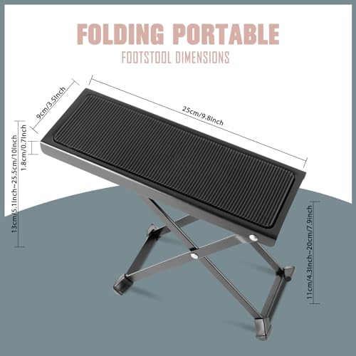 EASTROCK Guitar Foot Stool Height Adjustable Folding Guitar Foot Rest,Black | 5-level adjustment,Made of Solid Iron Guitar Foot Stand for Classical Guitar - size: 5-level adjustment