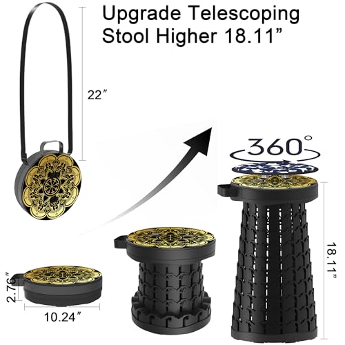 ALEVMOOM Upgraded Telescoping Collapsible Stool with Cushion, Folding Stool with Printing Portable Retractable Foldable Seat Max Load 600lbs for Adults Camping Fishing Outdoor - color: Window