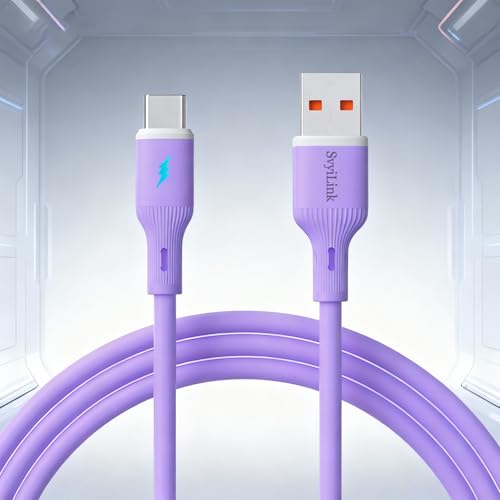 USB Cable PD Fast Charger(A TO C Rubber Purple)Mobile phone data cable,charging cable, supports data transfer,39-inch,soft liquid silicone material，compatible with almost all Type-C devices. - color: USB A TO C Rubber Purple