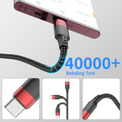 1.5ft USB C Cable, 3 Pack Short USB A to USB C Cable for iPhone 16 15, Nylon Braided 18 inch Type C Charger Cord Fast Charging for Samsung Galaxy S24 S23 S22 Note 20 10 A50 A20 Moto G LG - size: 1.5 FT