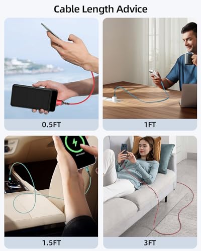 Short USB A to USB C Cable 1.5FT 3Pack, 18 inch USB C 3A Fast Charging Cord - color: Red+Blue+Green, size: 1.5FT