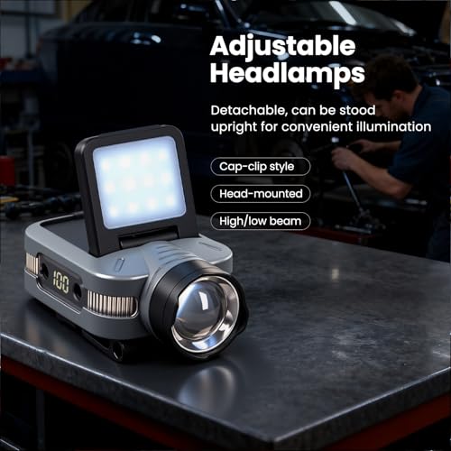 Foleto 2-Pack Rechargeable Hat Clip Lights, 900 Lumens Zoomable & Dimmable LED Headlamp Flashlight with 180° Adjustable Clip, 6 Modes, Long Battery Life for Running, Camping, Hiking, Working
