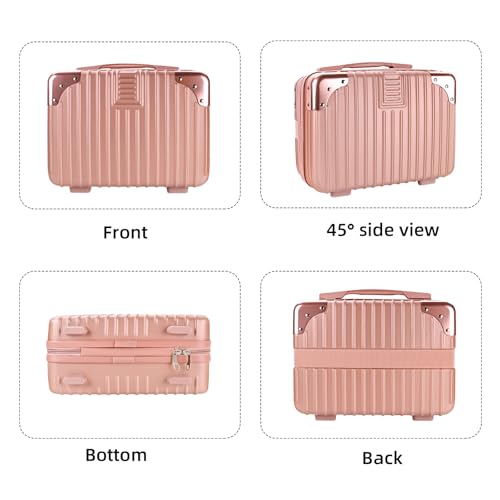 14inch Hard Shell Cosmetic Organizer Travel Train Hand Luggage Small Portable Carrying Suitcase Makeup Case Bag for Women Toiletry - color: PINK