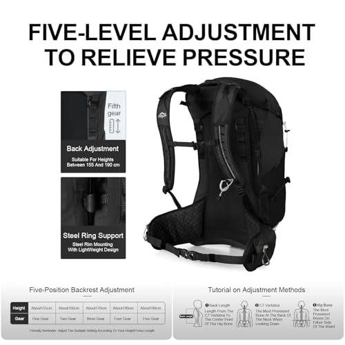 IX INOXTO Hiking Backpack, Camping Backpack, 30L Waterproof Hiking Daypack with 3L Water Bladder and Rain Cover (black) - color: Black