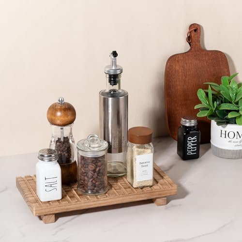 Bathroom Tray Rustic Farmhouse Decor Wood Stand, 10" * 4.5" Brown | Waterproof, Lightweight, Easy Clean, Wood Riser Kitchen soap holder Accessories for Office Desk, Vanity, Counter, Sink - color: Brown, size: 11" x 5.5" x 1.6"