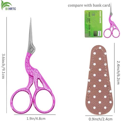 BIHRTC 3.6" Little Bird Scissors with Artificial Leather Cover for Crafts | 3.6 Inch Scissors with Faux Leather Protective Pouch for Sewing,Embroidery,Cross Stitch,Needlework,Handcraft,Art Projects - color: Rose, size: 3.6inch