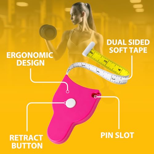 Perfect Body Tape Measure - 80 Inch Automatic Telescopic Tape Measure - Retractable Measuring Tape for Body: Waist, Hip, Bust, Arms, and More (Pink - 80 inch) - color: Pink, size: 80 Inch