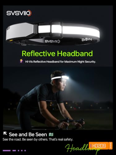 svsviio K0209 1500 Lumen Rechargeable Headlamp,230° Wide Beam Super Bright LED Head Lamp,4 Modes,Red Light,IPX5,Head Lights for Forehead,Hard Hat Light for Adults Camping,Hiking,Mechanic - size: 1 Pack