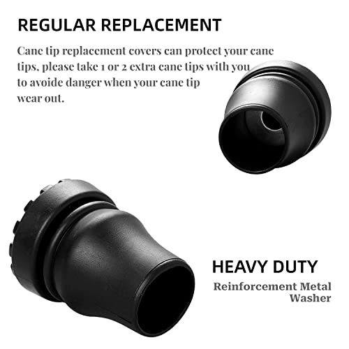 4Pcs Cane Tips 3/4 Inch Heavy Duty Rubber Cane Tips, Anti Slip TPR Replacement Rubber Tips for Canes, Walking Sticks, Hiking Stick, Seniors Crutches Black