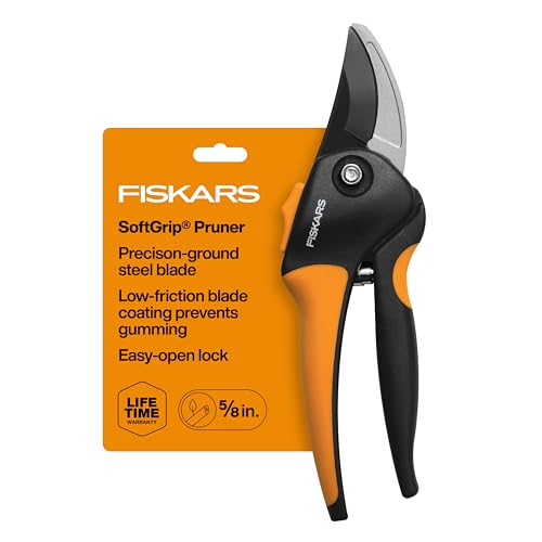 Fiskars SoftGrip Bypass Pruning Shears, 5/8" Cut Capacity Garden Clippers - size: SoftGrip