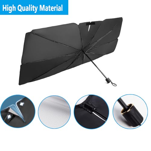 Windshield Sun Shade 2025 Car Accessories 100% Blackout Car Front Windsow Shades Umbrella Automotive Sun Visor Block Heat Insulation Protection (Black Eyes) - color: Black