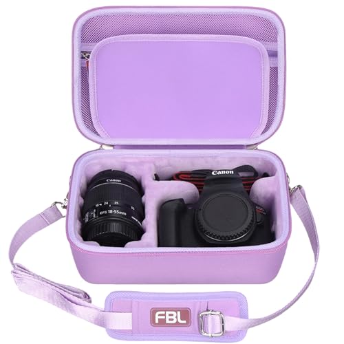 FBLFOBELI EVA Camera Case for Canon EOS Rebel T7/T8i/T5/R50/R100 | Hard EVA Shell, Shockproof & Water-Resistant, Custom Molded Interior, Detachable Shoulder Strap, Travel Storage Bag, Purple - color: Purple