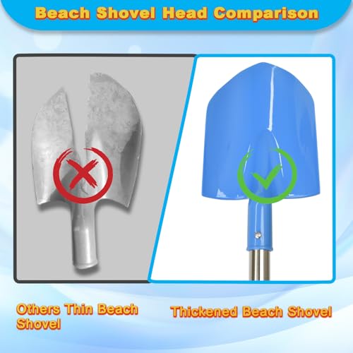 Heavy Duty Beach Shovels, 26in 3PC Thickened Metal Sand Shovel