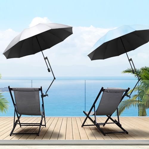 UPF 50+ Beach Umbrella with Adjustable Universal Clamp - style: Manual/L