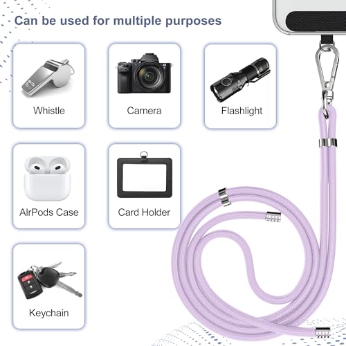 Phone Lanyard, 2 Pack Adjustable Cell Phone Lanyard Crossbody Neck Strap & 2 Pack Phone Wrist Strap with Tether Tabs Compatible for iPhone Android Smartphones-Black Purple - color: Black+purple