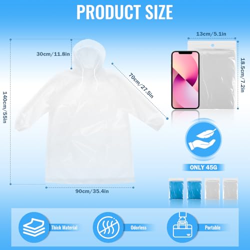 GAOHUI Disposable Rain Ponchos for Adult/Kid/Family Pack 4, Thicker Ponchos - color: 2clear, 2blue(adults)