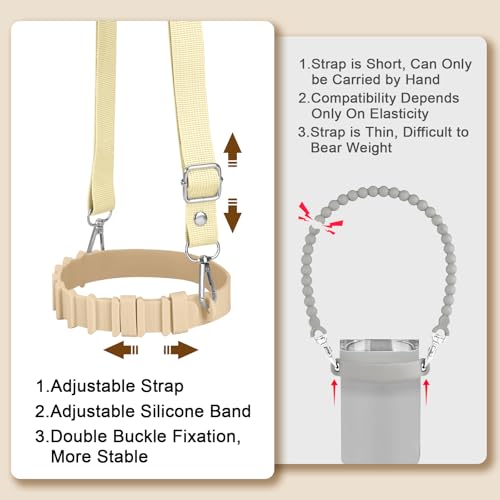 Water Bottle Holder with Strap for Stanley Cup Accessories,Adjustable Shoulder Strap Compatible with Stanley Tumbler,Owala,Hydroflask, YETI and More - color: Khaki