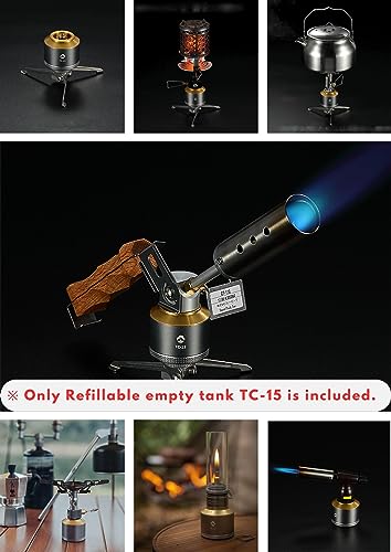 CAMPINGMOON Empty Refillable Gas Canister 15g EN417 Lindal Valve TC-15 | Pocket 15g Refillable EN417 Gas Canister for Compact Camp Lanterns