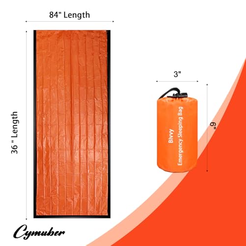 Emergency Sleeping Bag Survival Bag, Cymuber Portable Waterproof Thermal Bivy Sacks Tac Bivvy Bags,Camping Mylar Sleeping Bag Survival Gear Emergency Blankets Survival Shelter - color: Survival Orange, size: 2 pack