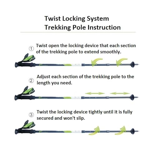 ATUNAS Trekking Poles, 2-Pack Lightweight Aluminum Collapsible Hiking Sticks with EVA Grip and Quick Lock for Men and Women - color: Blue, size: Twist Lock
