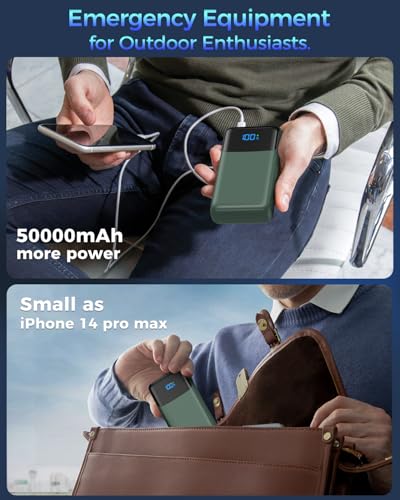 Portable Charger Power Bank 50000mAh, PD 30W and QC 4.0 Fast Charging - color: Green