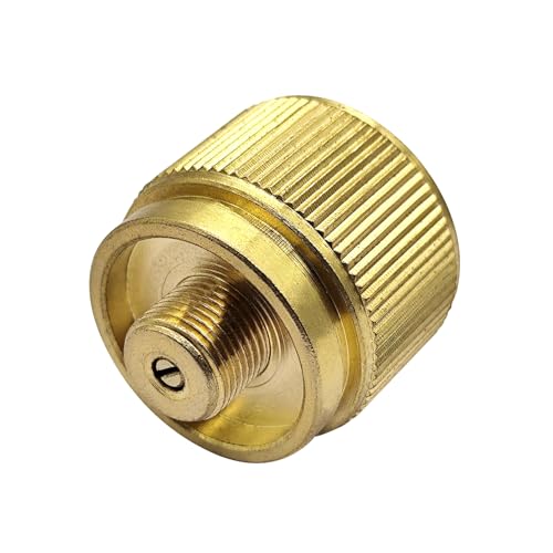 2Pcs Camping Stove Adapter,1LB Propane Small Tank Input EN417 Output | Leak Proof With Auto Shut Off If Improperly Connect,Solid Brass Construction, Corrosion Resistant,Tool Free Install