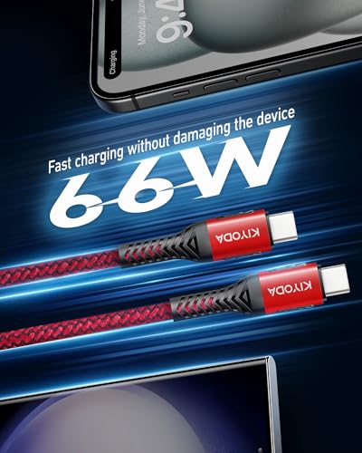 Coiled USB C Cable 6FT, 2Pack USB C to USB C Cable for Car 66W USB-C Fast | Charging Cord Braided USB C to C Cable for iPhone 17 16 15, iPad, Samsung Galaxy, Google Pixel and More USB C Device-Red - color: Red, size: 6FT - 2Pack, style: USB C to USB C