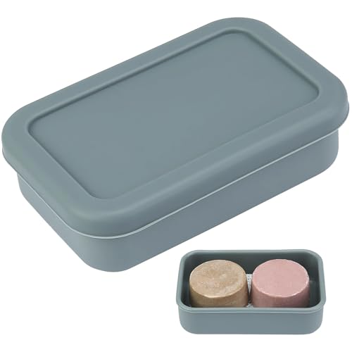 Large Soap Container, Silicone Bar Soap Case, Soap Case with Draining Layer | Portable Shampoo Bar Soap Box for Gym, Camp (Cement Gray) - color: Rectangular Cement Gray