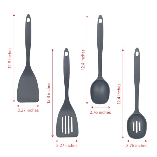 Glad Kitchen Utensils Set, 8pcs - Nonstick Cooking Tools with Utensil Holder - Nylon Spoon, Ladle, Skimmer, Spaghetti Server, and Turner Spatula Set - Dishwasher Safe, Grey - color: Gray, size: 8-piece Set