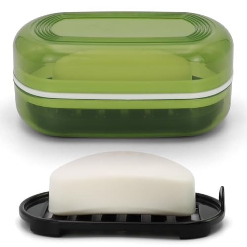 AIMAIAIMAI Soap Holder - Portable Travel Soap Case with Draining Layer - Perfect for Bathroom, Gym, Camping, Traveling (Green) - color: Green Style a