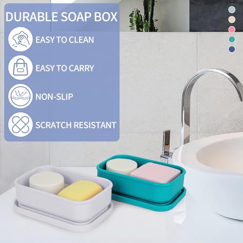 Leak Proof Travel Soap Case,Large Silicone Travel Soap Holder,Portable Soap Box with Drainage Layer,Bathroom Shatter Proof,Suitable for Travel, Bathroom, Camping, Gym(Light Gray) - color: Light Gray